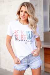 "Be Kind Be Brave Be Amazing" Graphic Tee - Ash Grey