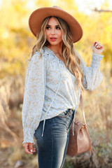 Picking Wildflowers Peasant Top - Sky Blue
