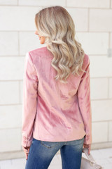 CBRAND Up Till Midnight Velvet Blazer - Blush