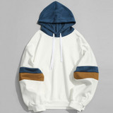 Men Outwear Casual Patchwork Slim Fit Hoodie Outwear Sweatshirt