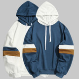 Men Outwear Casual Patchwork Slim Fit Hoodie Outwear Sweatshirt