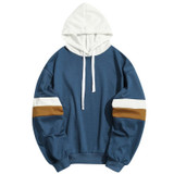 Men Outwear Casual Patchwork Slim Fit Hoodie Outwear Sweatshirt