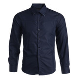 Men Long Sleeve Formal Shirts Slim Fit Basic Turn-down Collar Business Casual Shirt