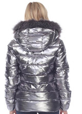 White Mark Plus Size Metallic Puffer Coat w/Hoodie  NEW*