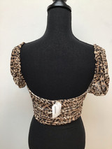 Salty cheetah print one shoulder crop top size large