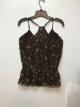 Mudd brown spaghetti strap floral print top size large