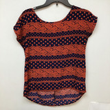 Blue Rain navy blue with coral print size small