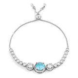 Graduated Light Aqua & Clear CZ Bolo Style Tennis Bracelet