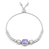 Graduated Lavender & Clear CZ Bolo Style Tennis Bracelet