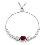 Deep Red and Clear CZ Bolo Style Tennis Bracelet