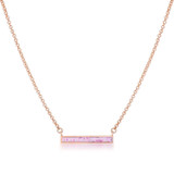 Rose Gold Plate Pink Opal Bar Necklace