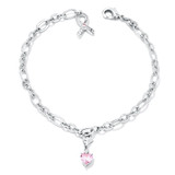 Breast Cancer Awareness Ribbon and Heart Charm Bracelet Breast Cancer Awareness Ribbon and Heart Charm Bracelet
