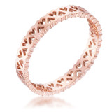 Stainless Steel Rose Goldtone Eternity Hearts Ring