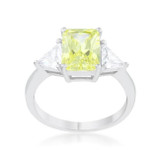 Classic Peridot Rhodium Engagement Ring