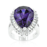 Cubic Zirconia Purple and Clear Cocktail Ring