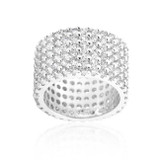 Rhodium Plated Finishd Wide Pave Cubic Zirconia Ring
