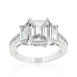 Emerald Cut Triplet Engagement Ring