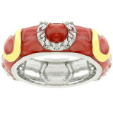 Double Pink Enamel Horseshoe Ring