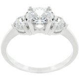 Oval Serenade Triplet Ring in Silvertone Finish