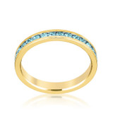 Stylish Stackables Aqua Crystal Gold Ring