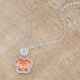 Beautiful Floral Cut Champagne CZ Pendant