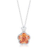 Beautiful Floral Cut Champagne CZ Pendant