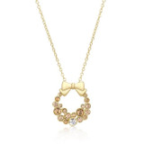 Holiday Wreath Champagne Crystal Pendant