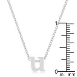 Rhodium Plated Finish Initial U Pendant
