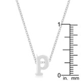 Rhodium Plated Finish Initial P Pendant
