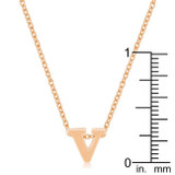 Rose Gold Finish Initial V Pendant