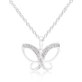 Dainty Butterfly Cubic Zirconia Pendant Necklace
