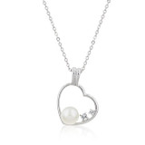 Pearl Cubic Zirconia Heart Pendant