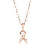 18k Rose Gold Plated Heart Filigree Breast Cancer Awareness Ribbon Pendant 18k Rose Gold Plated Heart Filigree Breast Cancer Awareness Ribbon Pendant