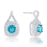 Christal 2.3ct Aqua CZ Rhodium Classic Drop Earrings
