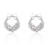Holiday Wreath Clear Crystal Earrings