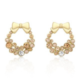 Holiday Wreath Champagne Crystal Earrings