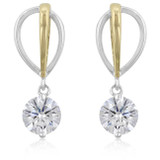 Two-tone Finish Cubic Zirconia Drop Earrings