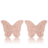Jess Glittery Butterfly Rose Gold Stud Earrings