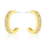 Roma Goldtone Finish Crystal Hoop Earrings