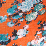 Orange Aria Floral Infinity Scarf