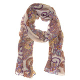 Floral Print Beige Scarf