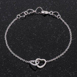 .12 Ct Rhodium Interlocked Hearts Bracelet with CZ Accents
