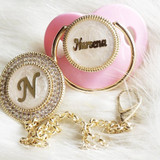 Personalized Baby Name Pacifier & Initial Clip Set