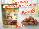 Dates: Oasis Dates | Pitted Deglet Snack | Pitted Deglet Noor dates | Organic Pitted Dates | Grown in California | Best breakfast in Ramadan | Delicious & sweet | (255 g) |9oz
