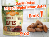 Dates: Oasis Dates | Pitted Deglet Snack | Pitted Deglet Noor dates | Organic Pitted Dates | Grown in California | Best breakfast in Ramadan | Delicious & sweet | (255 g) |9oz