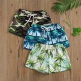 Toddlers Boy Swim Trunks Palm Tree Print Beach Shorts