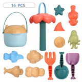 Beach Toys for Kids 8-16 PCS Sand Toys for Children Silicone Beach Bucket