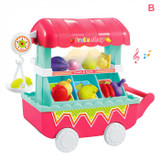 Children Toy Trolley Fruit Vegetables Shop Simulation Small Cart Pretend Playset