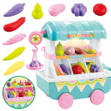 Children Toy Trolley Fruit Vegetables Shop Simulation Small Cart Pretend Playset