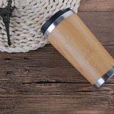 Stainless Steel and Bamboo Travel Mug with Leak Proof Cover